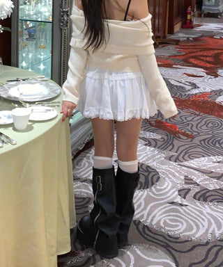 Soft Mood Tiered Button Elastic Mini Skirt