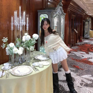 Soft Mood Tiered Button Elastic Mini Skirt