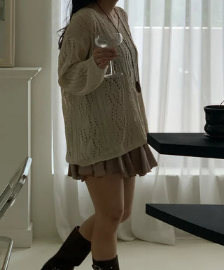 SORUE Summer Loose Fit Punched Long Sleeve Knit