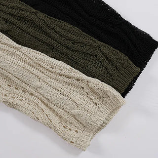 SORUE Summer Loose Fit Punched Long Sleeve Knit