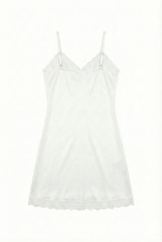 Ships Today  Milk Adjustable Shoulder Lace Silk Satin Slip Camisole V-Neck Made in Korea  Bustier Layered Mini Dress