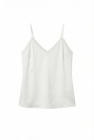 Ships Today  Milk Adjustable Shoulder Lace Silk Satin Slip Camisole V-Neck Made in Korea  Bustier Layered Mini Dress