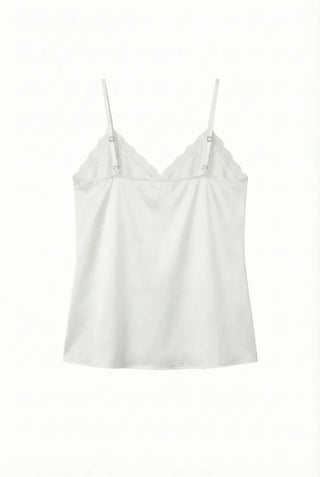Ships Today  Milk Adjustable Shoulder Lace Silk Satin Slip Camisole V-Neck Made in Korea  Bustier Layered Mini Dress