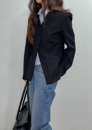 Selected Items on Sale  Selly V-Neck Square Neck Collarless Cinched Waist Slim Spring Wedding Guest Blazer  Suit Tweed Jacket