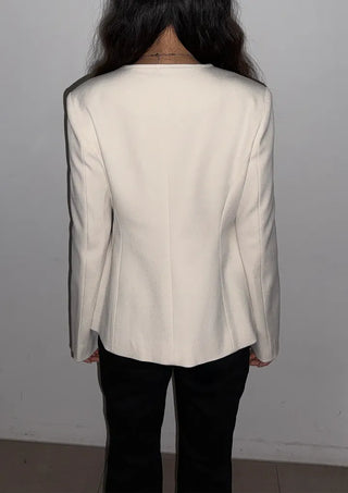 Selected Items on Sale  Selly V-Neck Square Neck Collarless Cinched Waist Slim Spring Wedding Guest Blazer  Suit Tweed Jacket