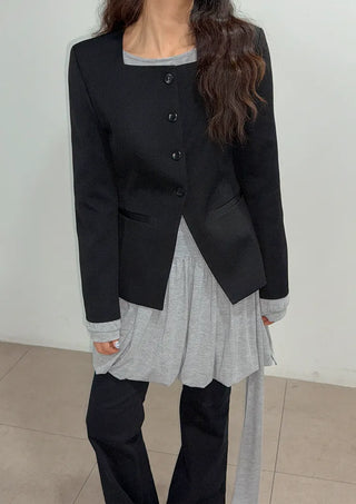 Selected Items on Sale  Selly V-Neck Square Neck Collarless Cinched Waist Slim Spring Wedding Guest Blazer  Suit Tweed Jacket