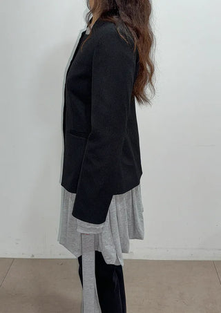 Selected Items on Sale  Selly V-Neck Square Neck Collarless Cinched Waist Slim Spring Wedding Guest Blazer  Suit Tweed Jacket