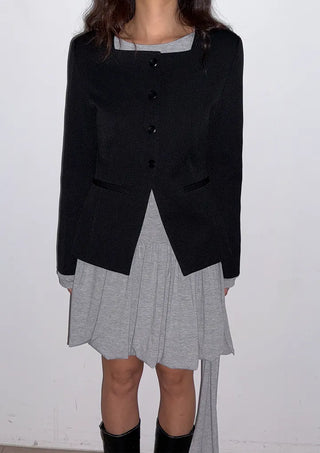 Selected Items on Sale  Selly V-Neck Square Neck Collarless Cinched Waist Slim Spring Wedding Guest Blazer  Suit Tweed Jacket