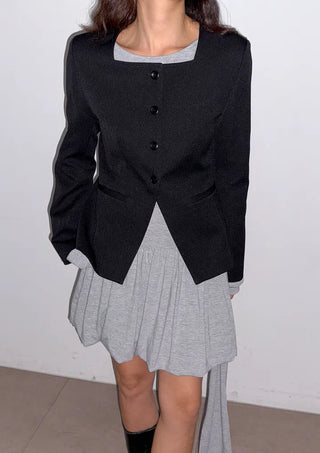 Selected Items on Sale  Selly V-Neck Square Neck Collarless Cinched Waist Slim Spring Wedding Guest Blazer  Suit Tweed Jacket