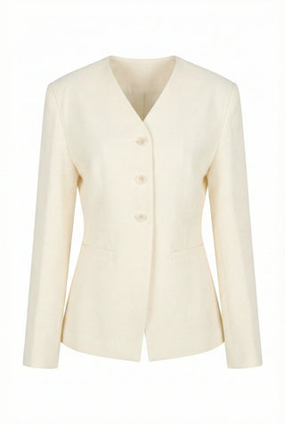 Selected Items on Sale  Selly V-Neck Square Neck Collarless Cinched Waist Slim Spring Wedding Guest Blazer  Suit Tweed Jacket