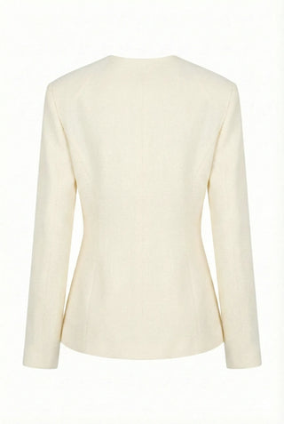 Selected Items on Sale  Selly V-Neck Square Neck Collarless Cinched Waist Slim Spring Wedding Guest Blazer  Suit Tweed Jacket