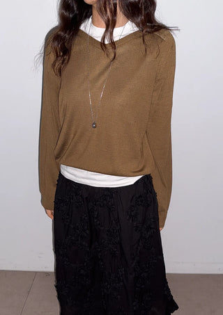 Kiro V-neck Basic Spring Domestic Layered Raglan Daily Long Sleeve Knit