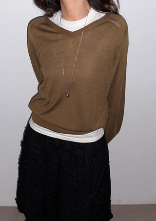 Kiro V-neck Basic Spring Domestic Layered Raglan Daily Long Sleeve Knit