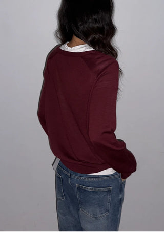 Kiro V-neck Basic Spring Domestic Layered Raglan Daily Long Sleeve Knit