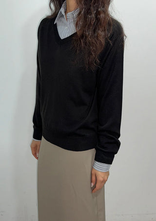 Kiro V-neck Basic Spring Domestic Layered Raglan Daily Long Sleeve Knit