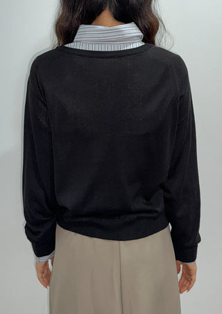 Kiro V-neck Basic Spring Domestic Layered Raglan Daily Long Sleeve Knit