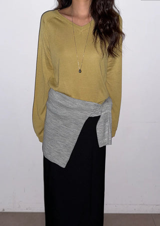 Kiro V-neck Basic Spring Domestic Layered Raglan Daily Long Sleeve Knit