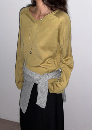 Kiro V-neck Basic Spring Domestic Layered Raglan Daily Long Sleeve Knit