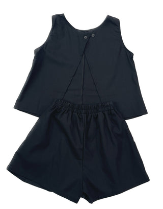 Linen Sleeveless Shorts with Back Slit Set