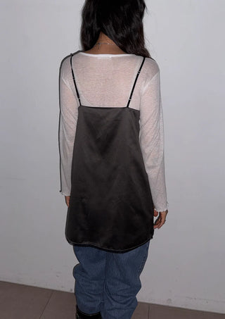 Rodi Silk Sleeveless Layered Lace V-Neck Korean Frill Satin Spring Mini Bustier  Dress