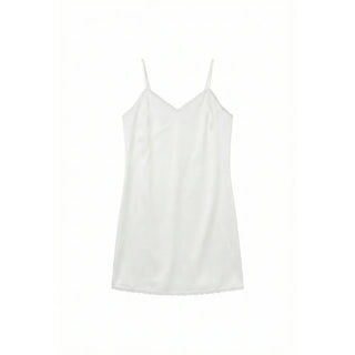 Rodi Silk Sleeveless Layered Lace V-Neck Korean Frill Satin Spring Mini Bustier  Dress