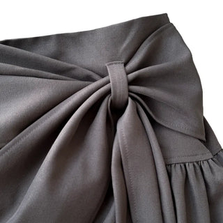 Joy Midi A-line Back Elastic Layered Flare Side Zipper Balloon Shirring Spring Transitional Season Back to School  Skirt