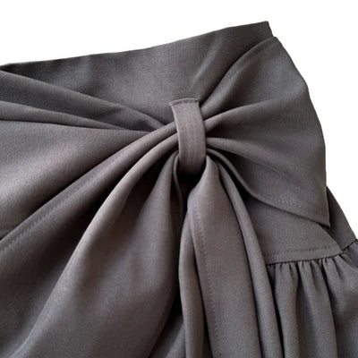 Joy Midi A-line Back Elastic Layered Flare Side Zipper Balloon Shirring Spring Transitional Season Back to School  Skirt