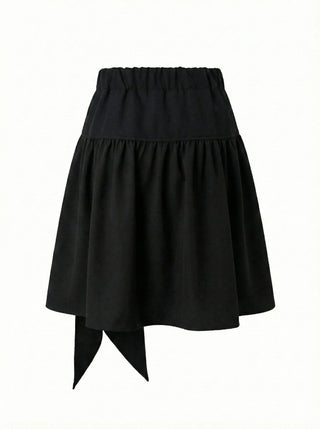 Joy Midi A-line Back Elastic Layered Flare Side Zipper Balloon Shirring Spring Transitional Season Back to School  Skirt