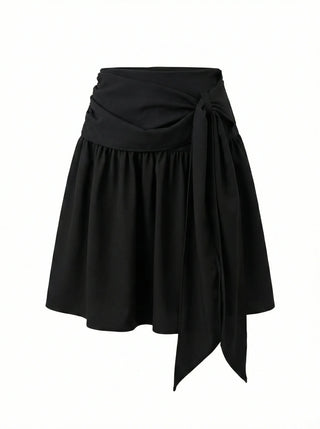 Joy Midi A-line Back Elastic Layered Flare Side Zipper Balloon Shirring Spring Transitional Season Back to School  Skirt