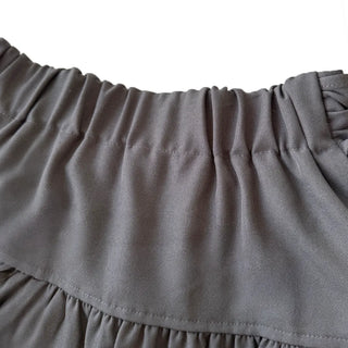Joy Midi A-line Back Elastic Layered Flare Side Zipper Balloon Shirring Spring Transitional Season Back to School  Skirt