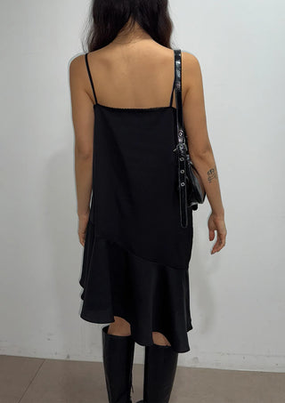 Pure Silk Lace V-Neck Satin Flare A-Line Mini Bustier Sleeveless Frill  Layered Dress