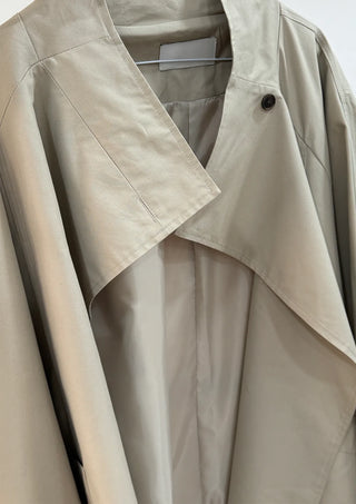 Season Off Sale  Romy High-Neck Field Jacket with Strap Waist Belt Half Spring Midi Trench Coat