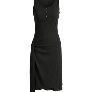 Nana Henley Neck Sleeveless Domestic Detachable Two-Way Sleeveless Midi Dress