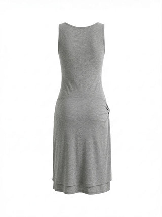 Nana Henley Neck Sleeveless Domestic Detachable Two-Way Sleeveless Midi Dress
