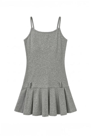 Tory Pleated Sleeveless Belted Bustier Mini Stretch Made in Korea All-Season Strappy Sleeveless A-Line Flare  Dress