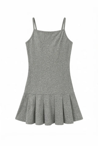 Tory Pleated Sleeveless Belted Bustier Mini Stretch Made in Korea All-Season Strappy Sleeveless A-Line Flare  Dress