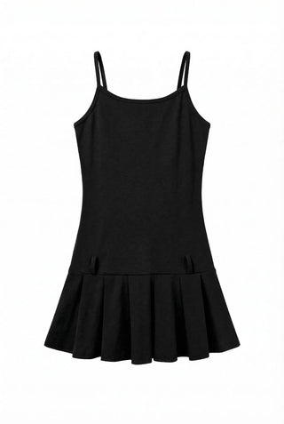 Tory Pleated Sleeveless Belted Bustier Mini Stretch Made in Korea All-Season Strappy Sleeveless A-Line Flare  Dress