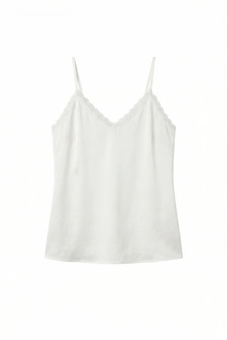 Milk Satin Silk Lingerie Lace Strappy Sleeveless Made-in-Korea Layered Sleeveless  Silky All-Season Sleeveless V-Neck Blouse