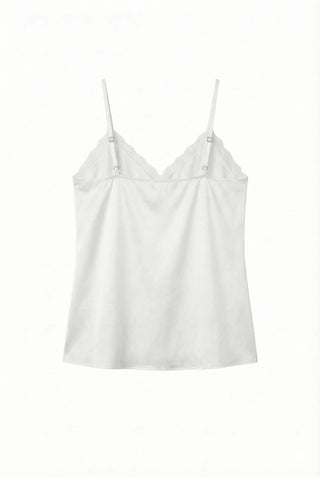 Milk Satin Silk Lingerie Lace Strappy Sleeveless Made-in-Korea Layered Sleeveless  Silky All-Season Sleeveless V-Neck Blouse