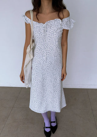 Raw Flower Pattern Chiffon Layered Long Sleeveless Short Sleeve Two-Way Flare  A-Line Long Dress