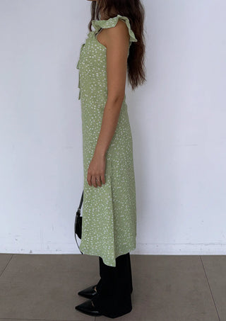 Raw Flower Pattern Chiffon Layered Long Sleeveless Short Sleeve Two-Way Flare  A-Line Long Dress
