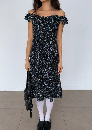 Raw Flower Pattern Chiffon Layered Long Sleeveless Short Sleeve Two-Way Flare  A-Line Long Dress