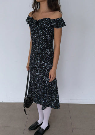 Raw Flower Pattern Chiffon Layered Long Sleeveless Short Sleeve Two-Way Flare  A-Line Long Dress