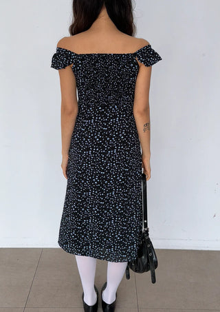 Raw Flower Pattern Chiffon Layered Long Sleeveless Short Sleeve Two-Way Flare  A-Line Long Dress