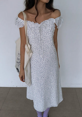 Raw Flower Pattern Chiffon Layered Long Sleeveless Short Sleeve Two-Way Flare  A-Line Long Dress