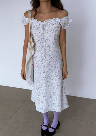 Raw Flower Pattern Chiffon Layered Long Sleeveless Short Sleeve Two-Way Flare  A-Line Long Dress