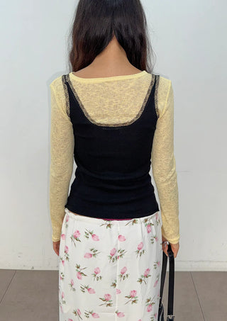 Yuki V-Neck Layered Sleeveless Korean SpringSummer Knit Sleeveless