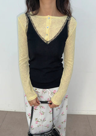 Yuki V-Neck Layered Sleeveless Korean SpringSummer Knit Sleeveless