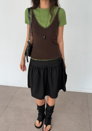 Yuki V-Neck Layered Sleeveless Korean SpringSummer Knit Sleeveless