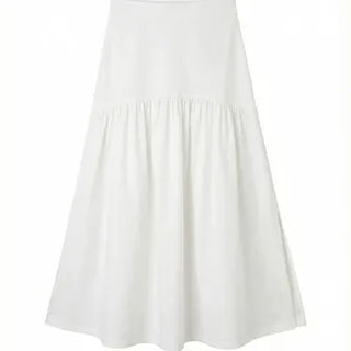Andy Shirred Flare A-Line Body Shape Correction Long Cotton Skirt for Slim Waist and Wide Waist